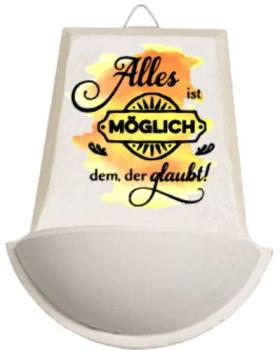 Weihwasser Becken "Alles ist möglich dem der glaubt" gelb