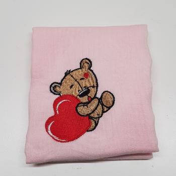 Nuschi bestickt mit Teddy mit Herz + Wunschname