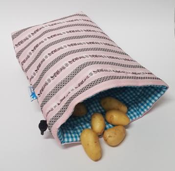 Kartoffelwärmer / Gschwellti-Beutel mit Kordelzug rosa 1