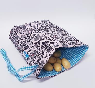 Kartoffelwärmer / Gschwellti-Beutel mit Band Scherenschnitt rosa