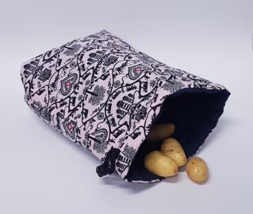 Kartoffelwärmer / Gschwellti-Beutel mit Kordelzug Scherenschnitt rosa