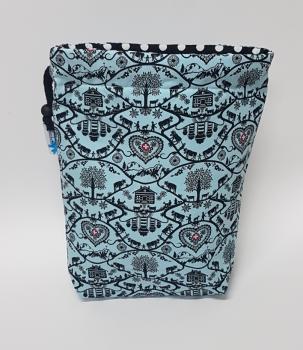 Preview: Kartoffelwärmer / Gschwellti-Beutel mit Kordelzug Scherenschnitt blau