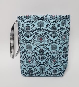 Preview: Kartoffelwärmer / Gschwellti-Beutel mit Band Scherenschnitt blau