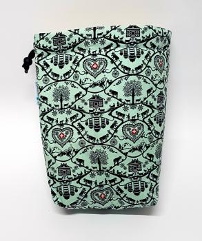 Preview: Kartoffelwärmer / Gschwellti-Beutel mit Kordelzug Scherenschnitt grün