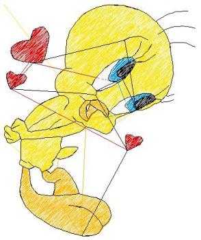 Nuschi bestickt mit Tweety Herzchen