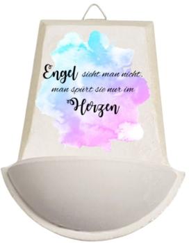 Weihwasser Becken "Engel sieht man nicht, man spürt sie im Herzen" lila-blau