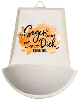 Weihwasser Becken "der Segen Gottes möge dich begleiten" orange