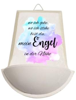 Weihwasser Becken "wo ich gehe, wo ich stehe  bist du, mein Engel in der Nähe" lila-blau