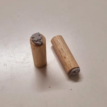 Holzstempel Kleeblatt mit Stiel / Glücksklee Mini