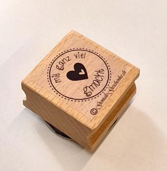 Holzstempel mit ganz viel Herz gmacht mit Rahmen