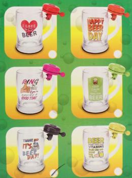 Preview: Bierkrug mit Fahrrad Klingel 12cm hoch