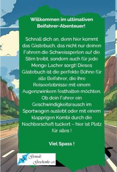 Preview: Beifahrer Gästebuch: Mit dem Fahrer auf der Überholspur – Ein Gästebuch für Mutige