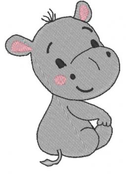 Nuschi bestickt mit Hippo / Nilpferd + Wunschname