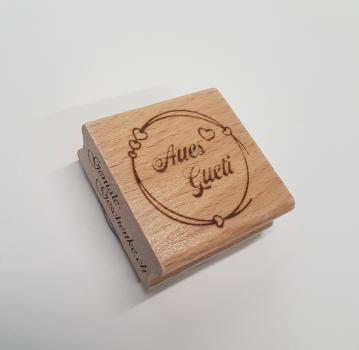 Holzstempel Aues Gueti mit Rahmen (klein)