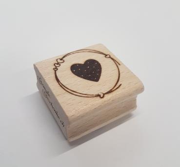 Holzstempel Punktherz mit Rahmen (klein)