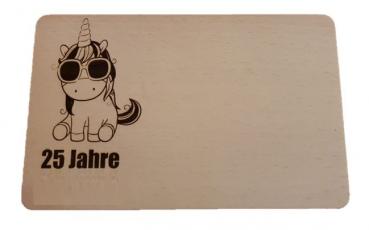 Brettchen zum 25. Geburtstag - cooles Einhorn