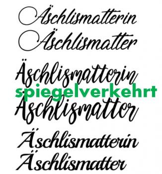 Autoaufkleber Äschlismatter/in 30cm - schwarz - spiegelverkehrt