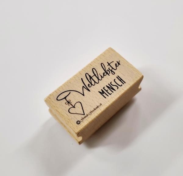 Holzstempel Weltliebster Mensch