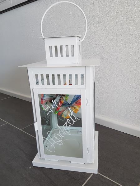 wunderschöne Laterne weiss zur Hochzeit (28cm hoch)