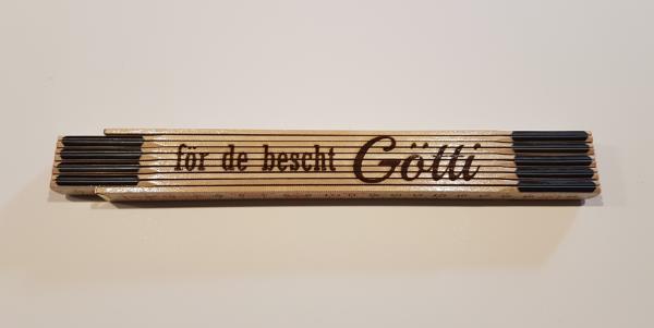 cooler Holzmeter / Zollstock för de bescht Götti