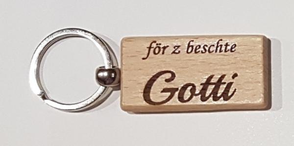 Schlüsselanhänger Holz - för z beschte Gotti