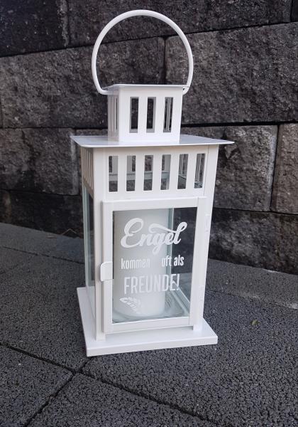 wunderschöne Laterne weiss - Engel kommen oft als Freunde