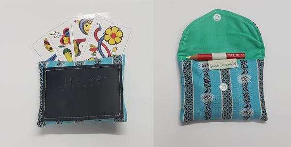 praktisches Jass-Set für unterwegs Edelweiss türkis