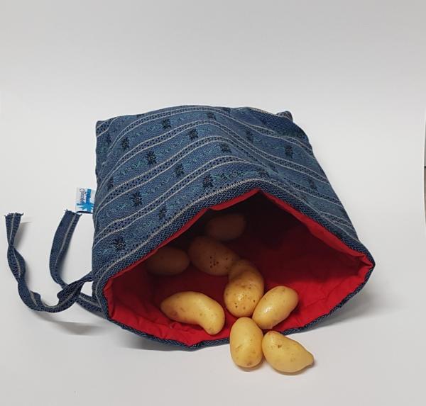 Kartoffelwärmer / Gschwellti-Beutel mit Band dunkelblau