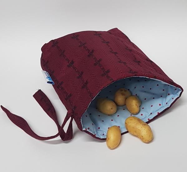 Kartoffelwärmer / Gschwellti-Beutel mit Kordelzug dunkelrot