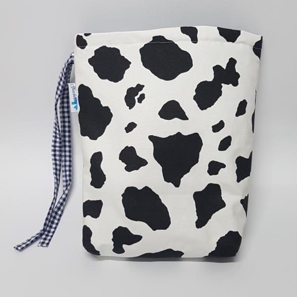 Kartoffelwärmer / Gschwellti-Beutel mit Band Kuhmuster