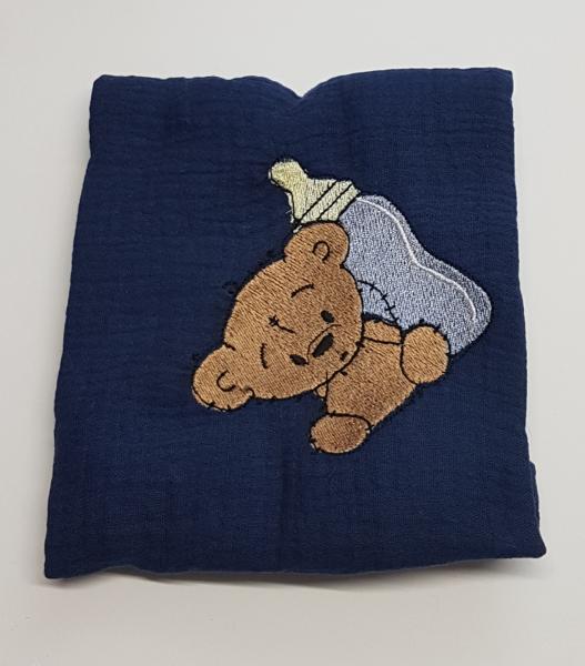 Nuschi bestickt Teddybär mit Flasche