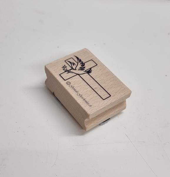 Holzstempel Erstkommunion / Firmung Kreuz mit Taube