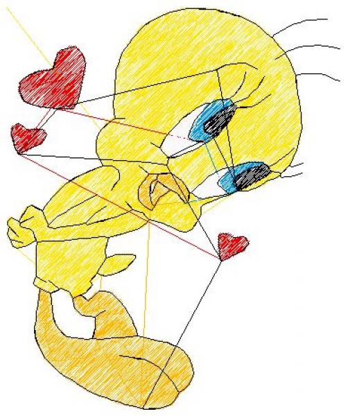 Nuschi bestickt mit Tweety Herzchen