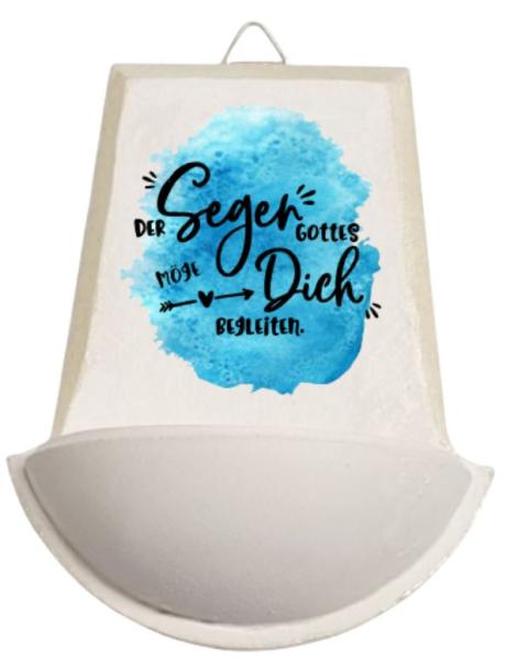 Weihwasser Becken "der Segen Gottes möge dich begleiten" blau