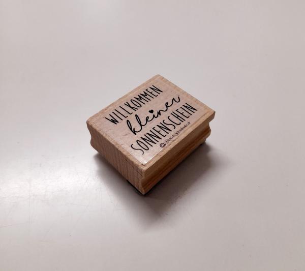 Holzstempel zur Geburt - willkommen kleiner Sonnenschein