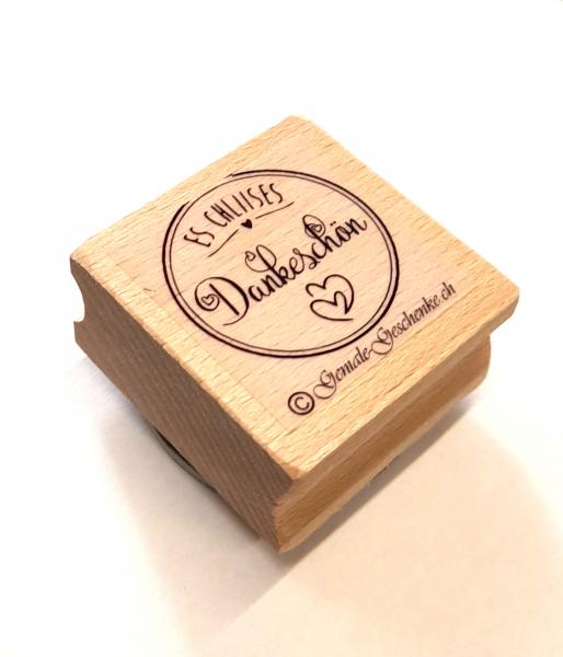Holzstempel es chliises Dankeschön mit Rahmen