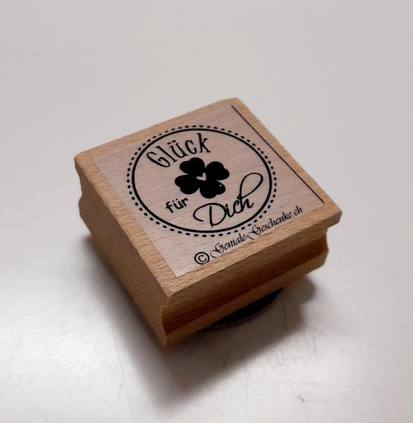 Holzstempel Glück für Dich mit Rahmen