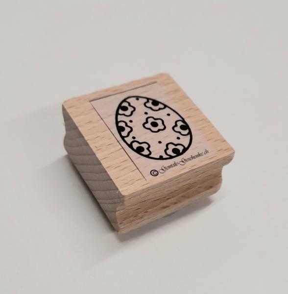 Holzstempel Osterei / Ei mit Blumen