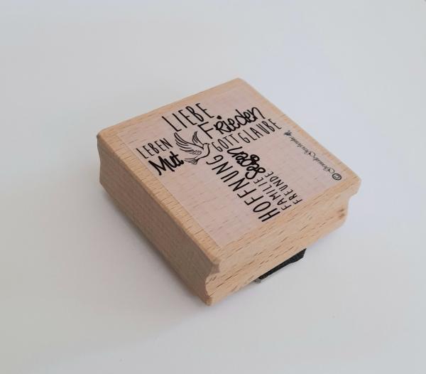 Holzstempel Erstkommunion / Firmung Wörter-Kreuz
