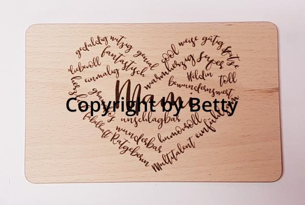 Brettchen mit Herzmotiv für Gotti / Mami