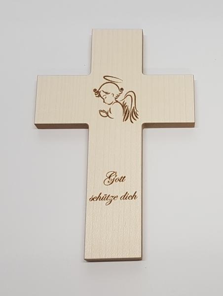Holzkreuz mit betendem Engel