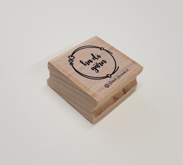 Holzstempel ha di Gärn mit Rahmen