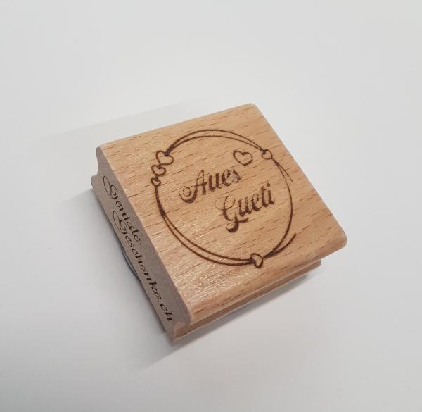 Holzstempel Aues Gueti mit Rahmen (klein)