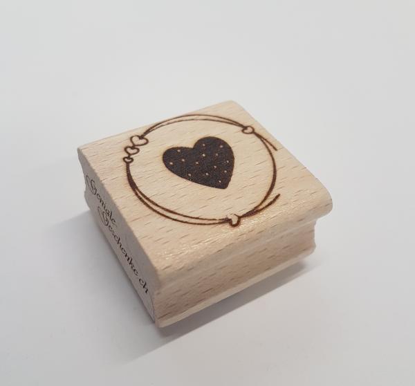 Holzstempel Punktherz mit Rahmen (klein)
