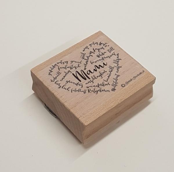 Holzstempel Wörterherz Mami