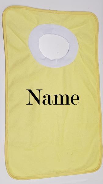 Schlupflatz gelb mit Name bestickt